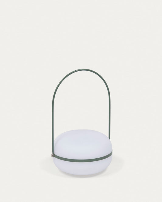 Tea table lamp in polythene and metal with green finish