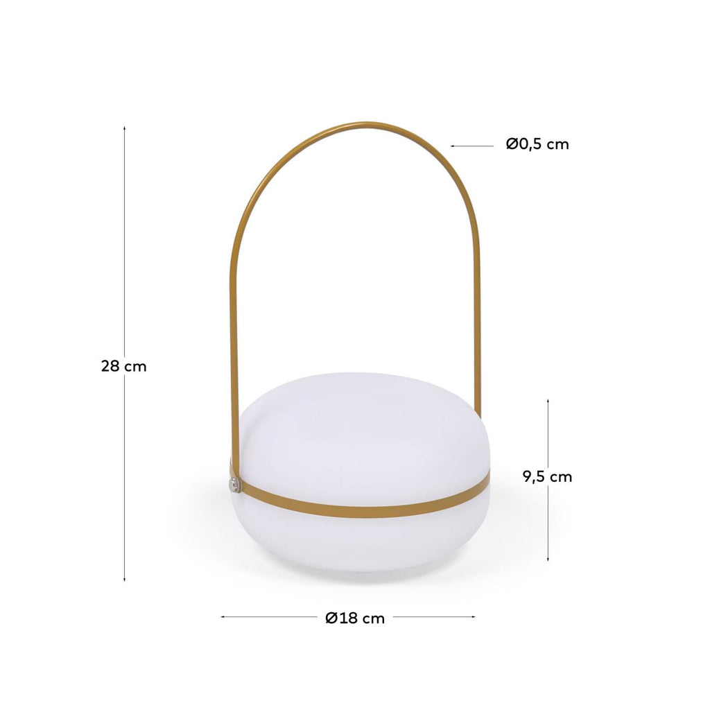Tea table lamp in polythene and metal with mustard finish