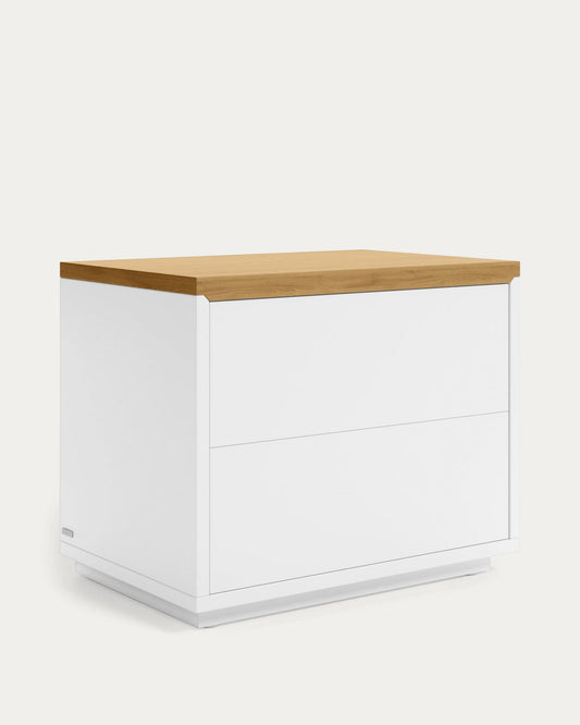 Abilen oak veneer and white lacquer bedside table 53 x 44 cm FSC 100%