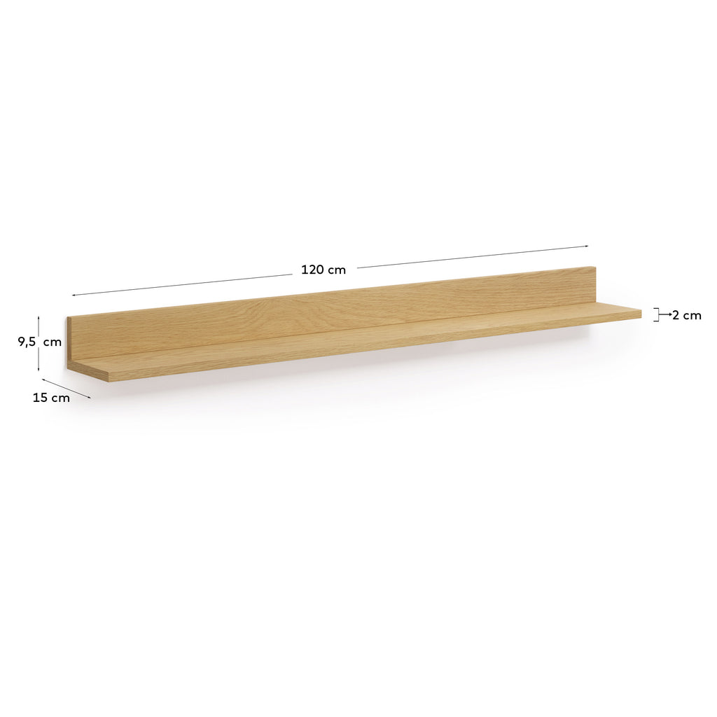 Abilen oak veneer and white lacquer shelf, 120 x 15 cm, FSC™ 100% certified