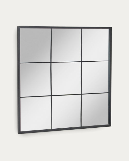 Ulrica black metal wall mirror 80 x 80 cm