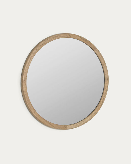 Alum round solid mindi wood mirror 80 cm