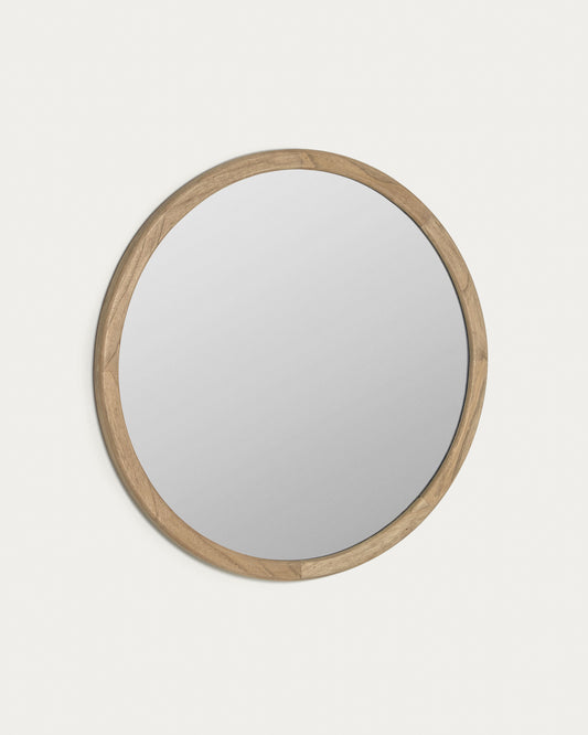 Alum round solid mindi wood mirror 80 cm