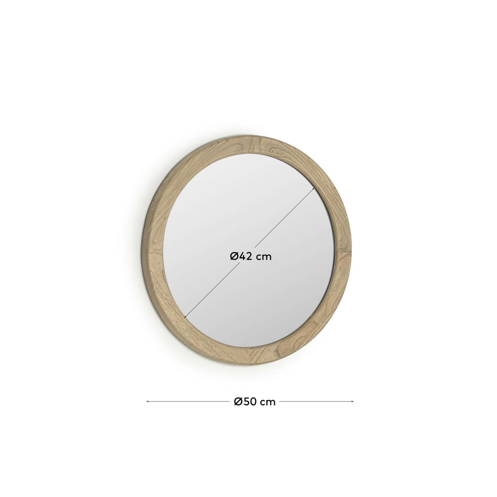 Alum round solid mindi wood mirror 50 cm