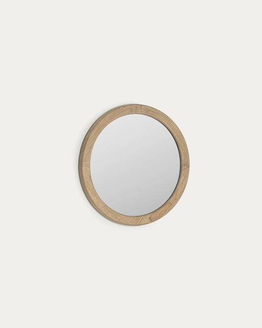 Alum round solid mindi wood mirror 50 cm