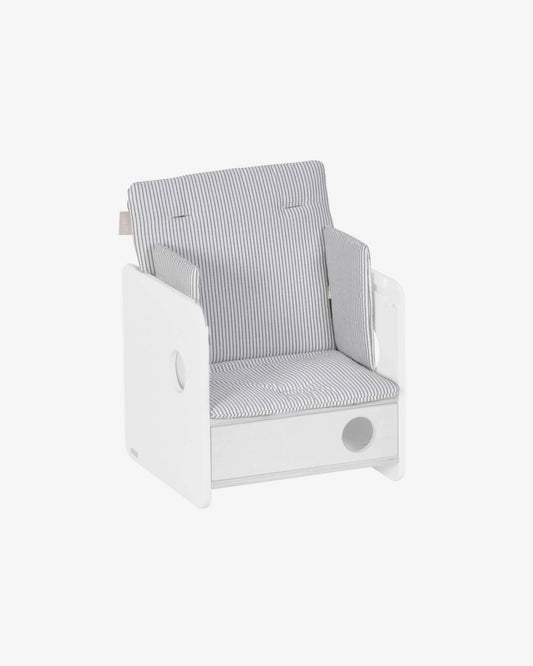 100% organic cotton (GOTS) Nuun highchair cushion in blue stripes