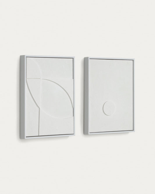 Brunella set of two white pictures 32 x 42 cm