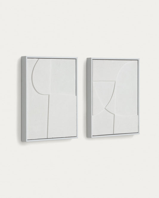 Beija set of two white pictures 32 x 42 cm