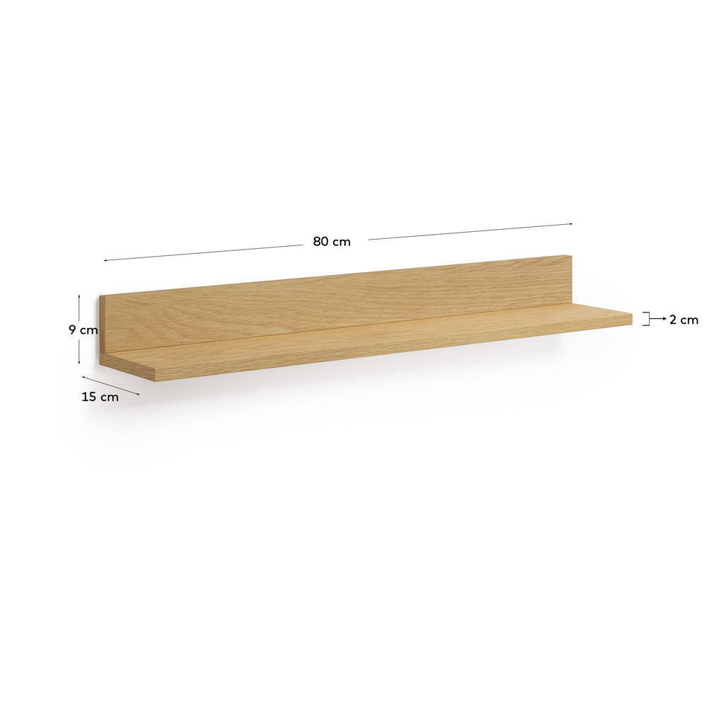 Abilen oak veneer shelf with natural finish, 80 x 15 cm, FSC™ 100% certified