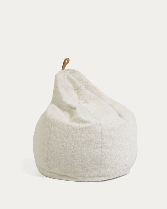 Vicka white bouclé pouffe Ø 70 cm