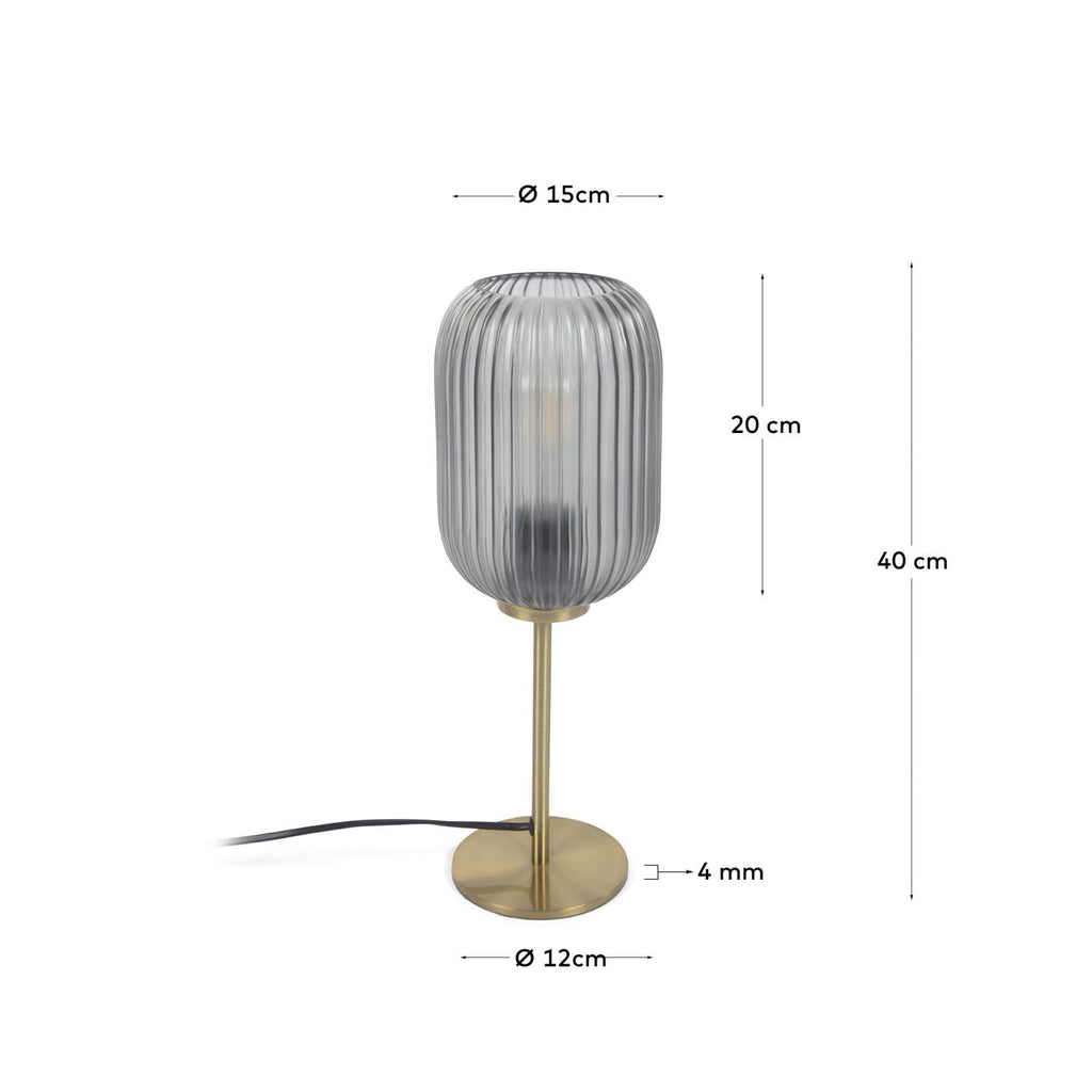 Hestia table lamp in metal with brass and grey glass finish