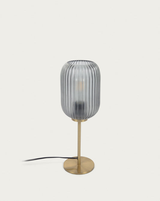 Hestia table lamp in metal with brass and grey glass finish