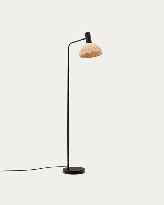 Damila floor lamp in rattan and black metal