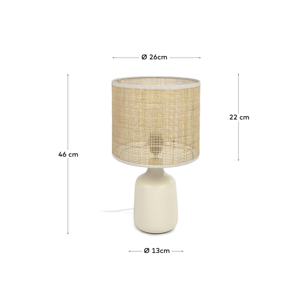 Erna table lamp in white ceramic and bamboo with natural finish