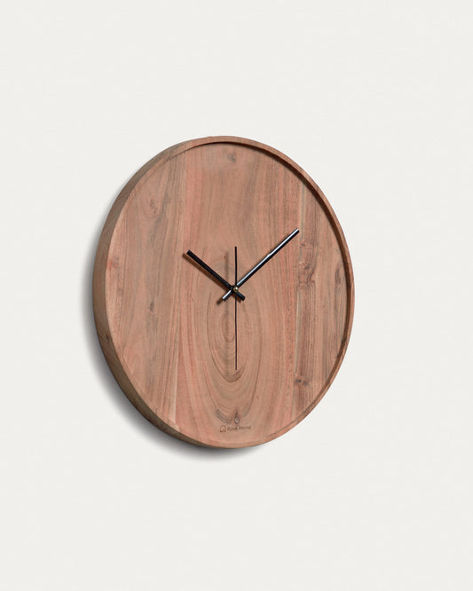 Zakie round wall clock in solid acacia wood with natural finish Ø 30 cm