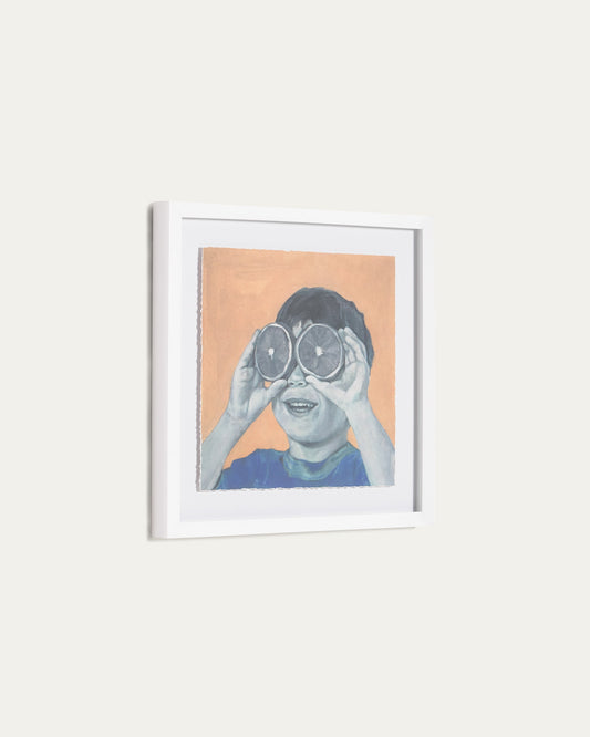 Ebere multicoloured picture of child with oranges 40 x 40 cm