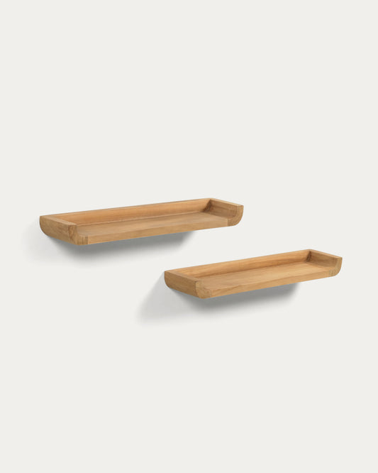 Shamel set of 2 solid teak shelves 50 x 5 cm