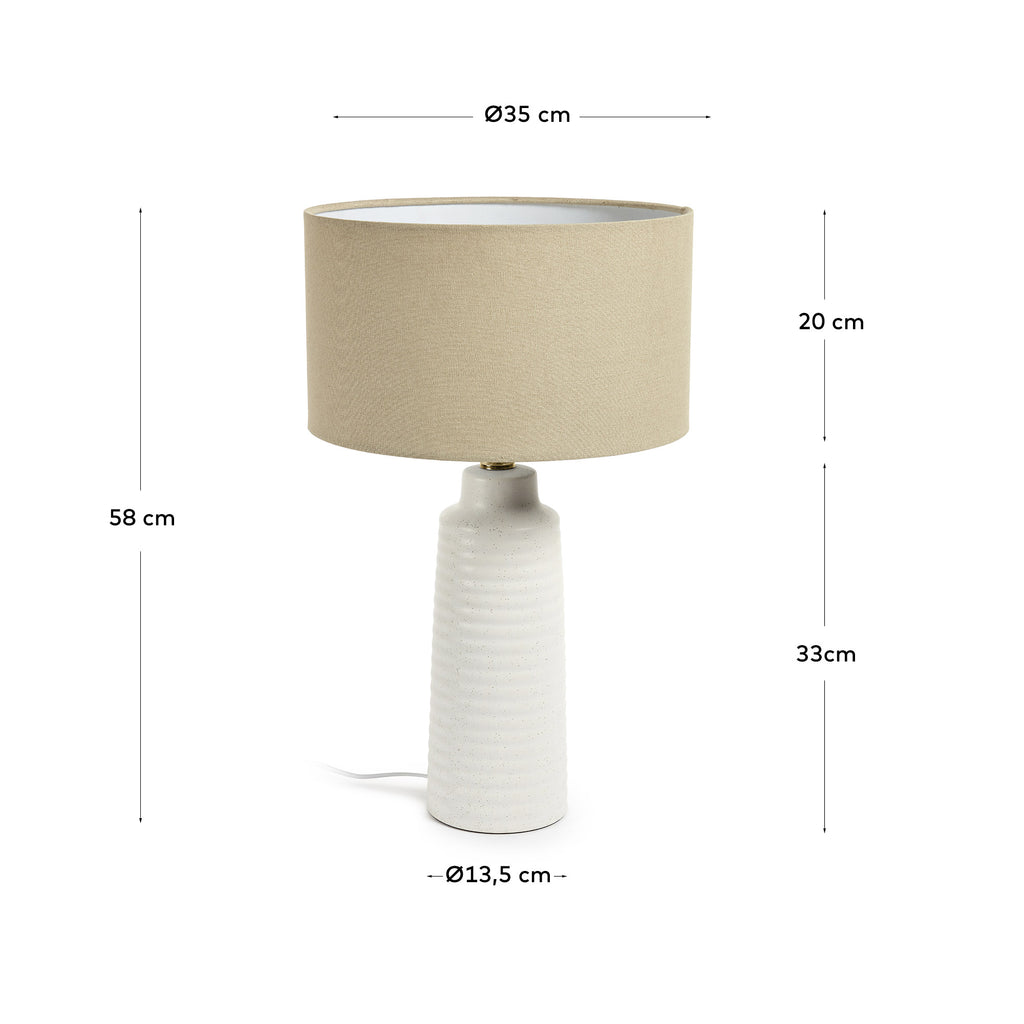 Mijal ceramic table lamp with a white finish