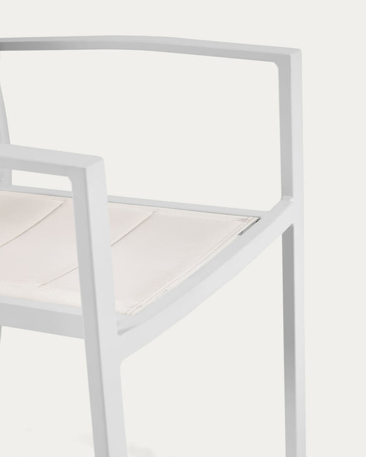 Sirley stackable outdoor chair in white aluminium and texteline