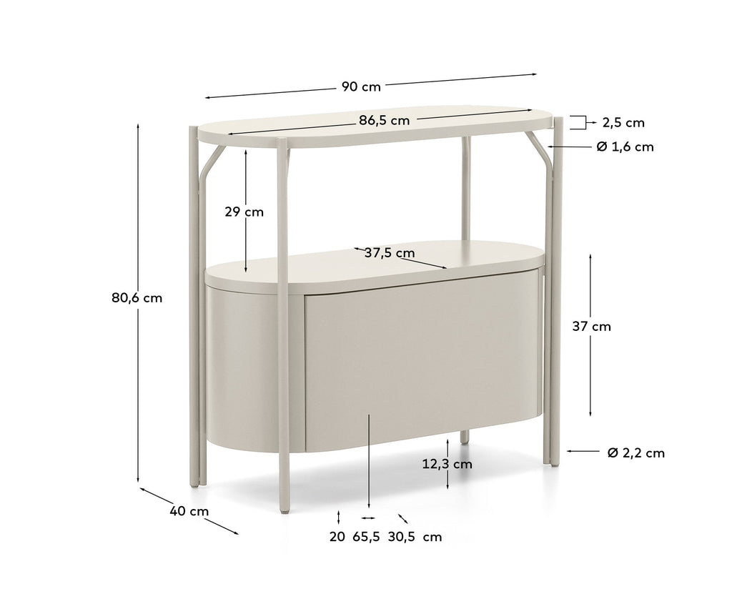 Arely bathroom vanity unit with steel structure and white lacquered MDF 90 x 40cm
