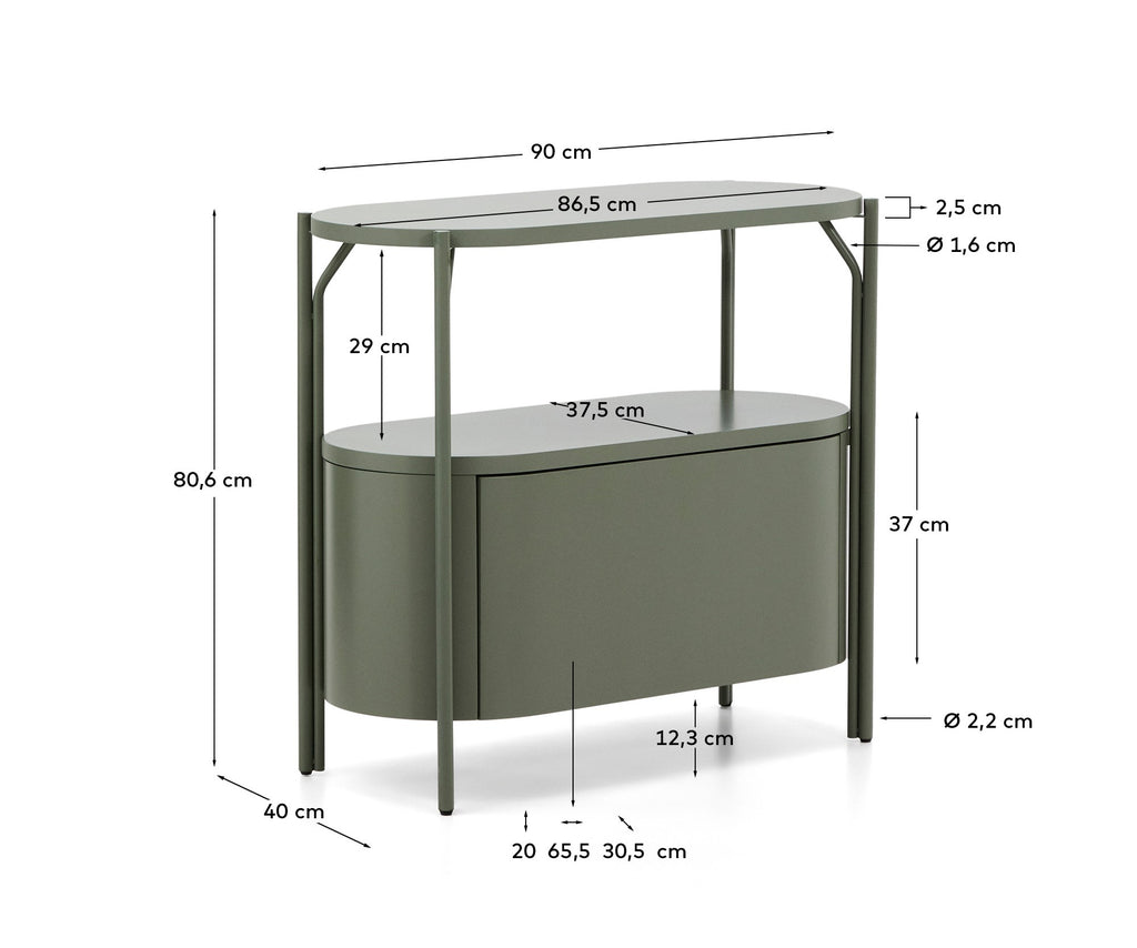 Arely bathroom vanity unit with steel structure and green lacquered MDF 90 x 40cm