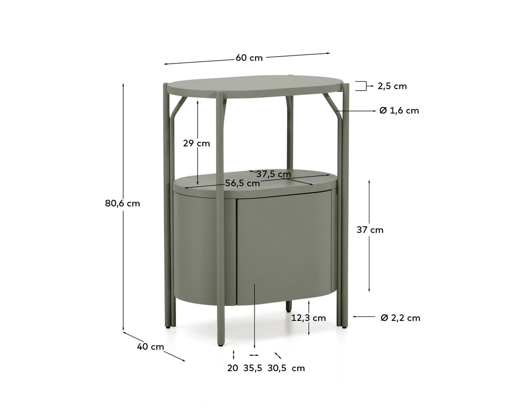 Arely bathroom vanity unit with steel structure and green lacquered MDF 60 x 40cm
