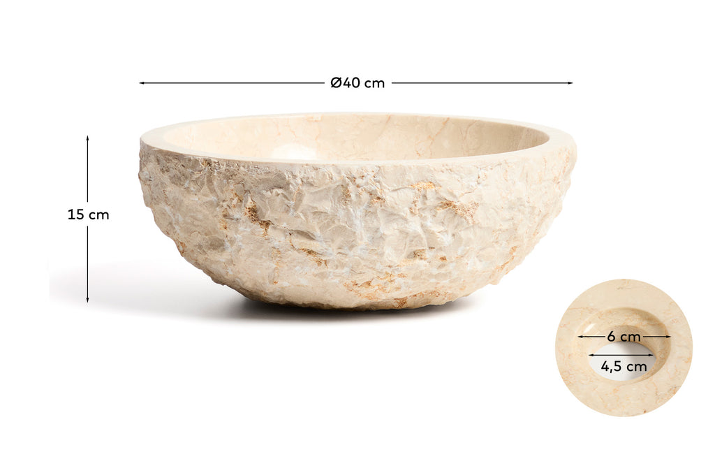 Orvane beige marble countertop washbasin Ø 40cm