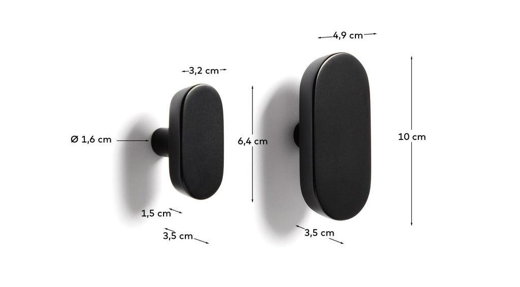 Arely set of 2 solid beech wood hangers with black lacquer finish 6.5 cm/10 cm