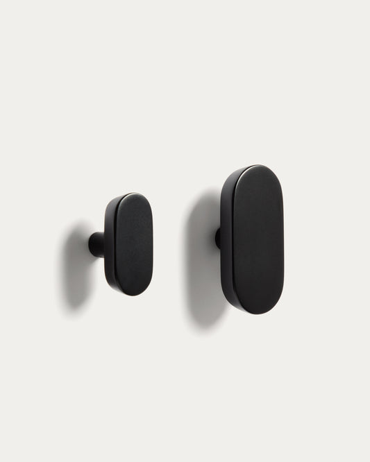 Arely set of 2 solid beech wood hangers with black lacquer finish 6.5 cm/10 cm