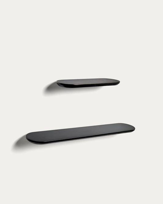 Arely set of 2 MDF shelves with black lacquer finish 35 cm/55 cm