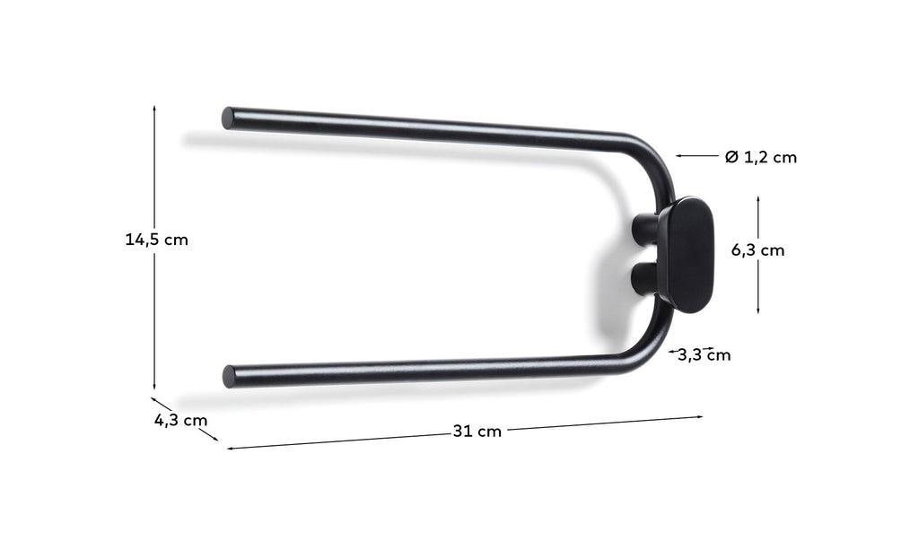 Black metal Arely twin-handle towel rail