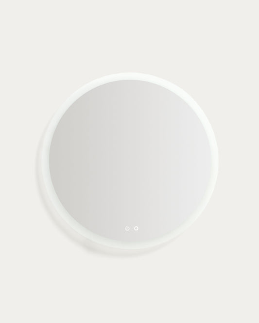 Mervi round bathroom mirror with LED light and anti-fog Ø 80cm