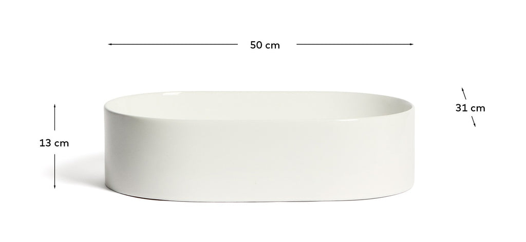 Ovara countertop basin in white glazed ceramic 50 x 31 cm