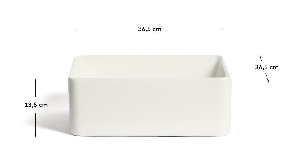 Ovara countertop basin in white glazed ceramic 36.5 x 36.5 cm