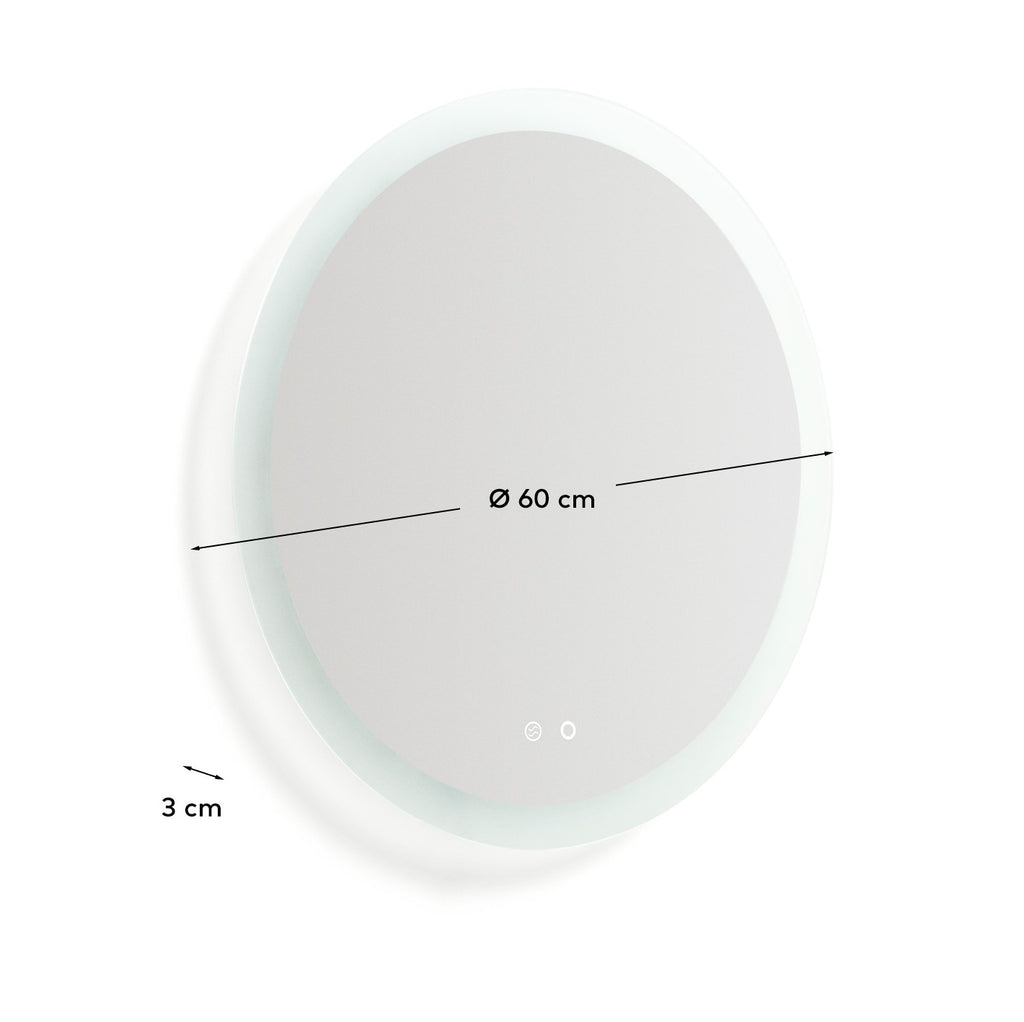 Mervi round bathroom mirror with LED light and anti-fog Ø 60cm