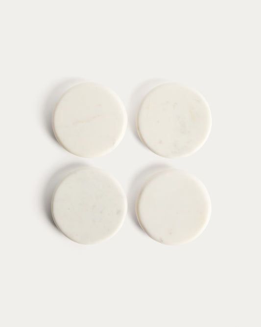 Erefi set of 4 white marble coasters