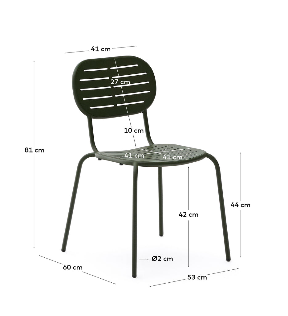 Brai stackable outdoor chair in green galvanised steel