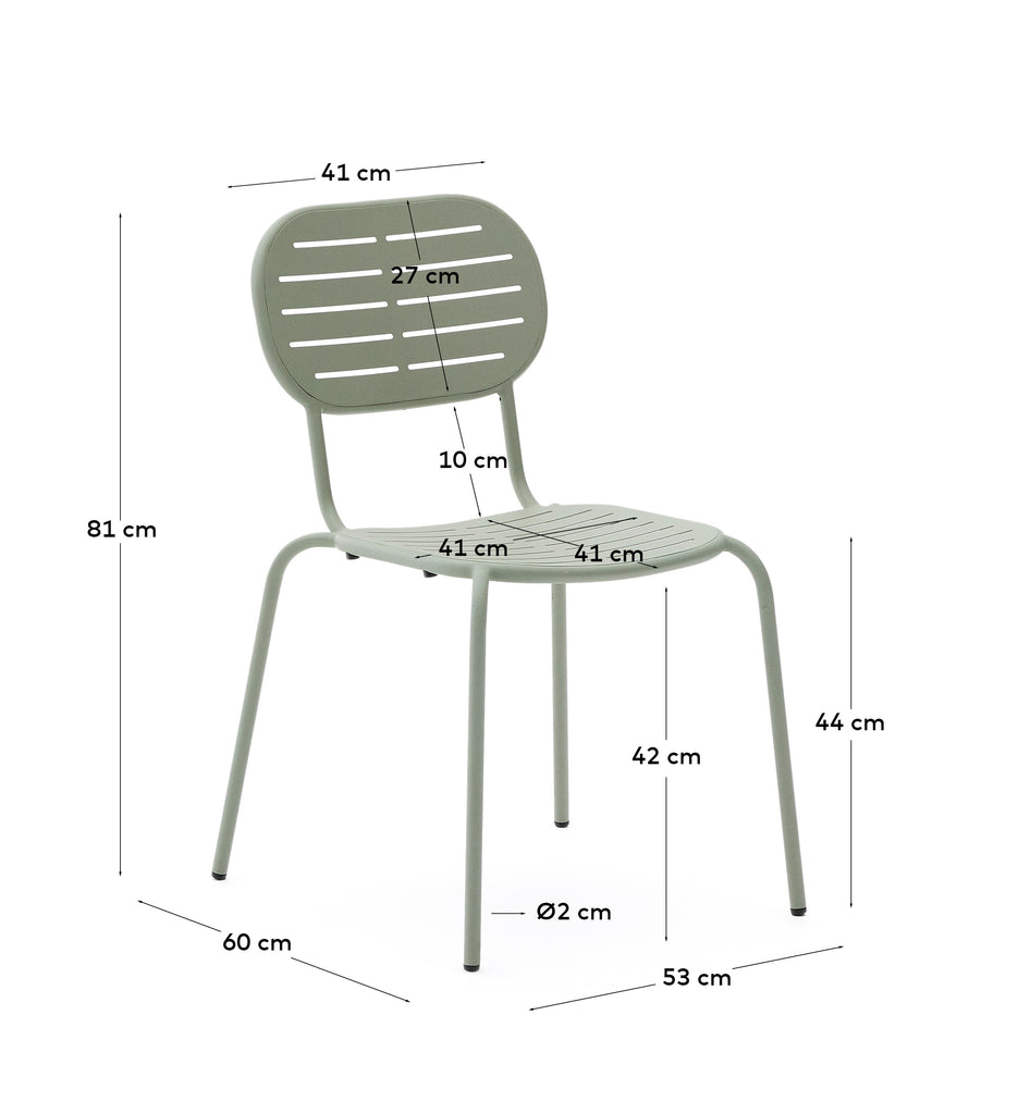 Brai stackable outdoor chair in turquoise galvanised steel