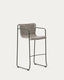 Maurina stool in green galvanised steel and ecru and grey rope cord 74,5cm