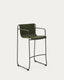 Maurina stackable stool in green galvanised steel and green rope cord 74,5cm