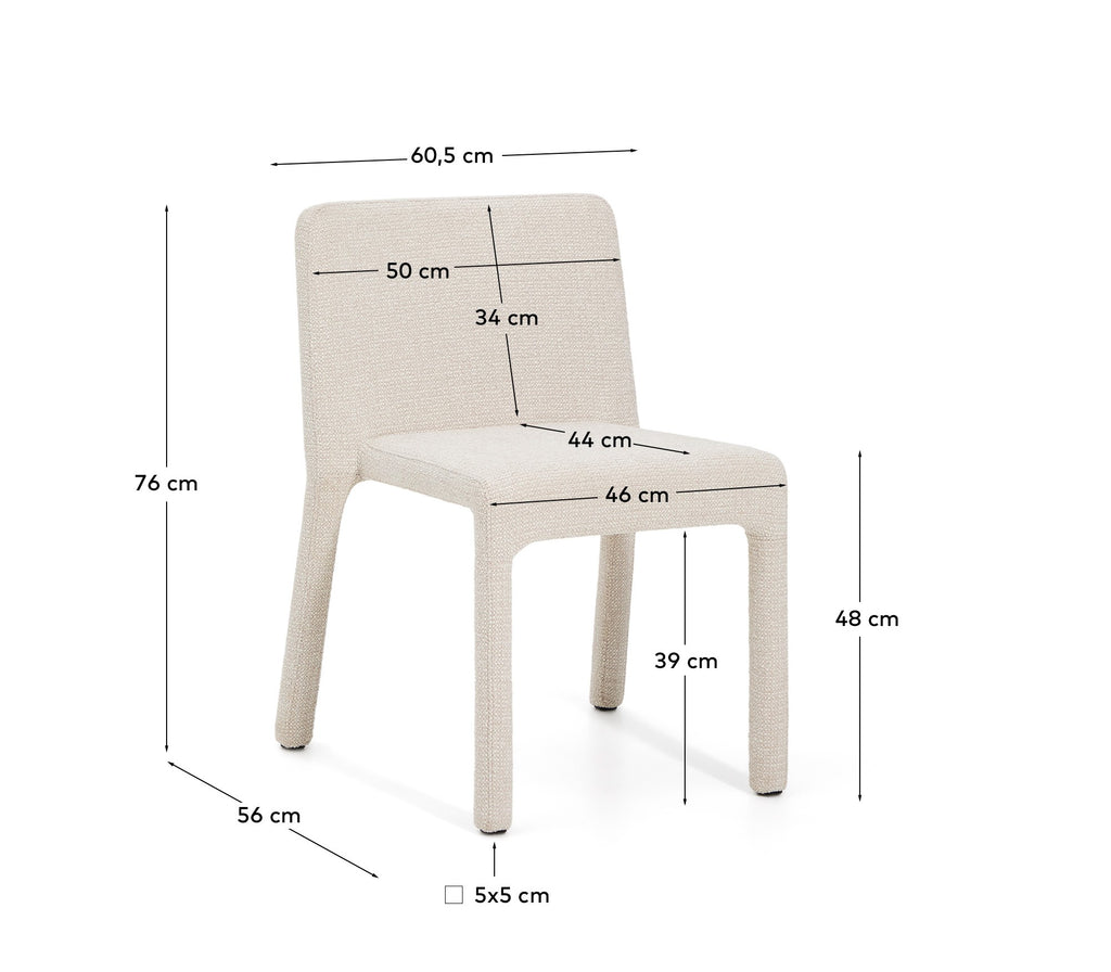 Loria beige chenille stackable chair