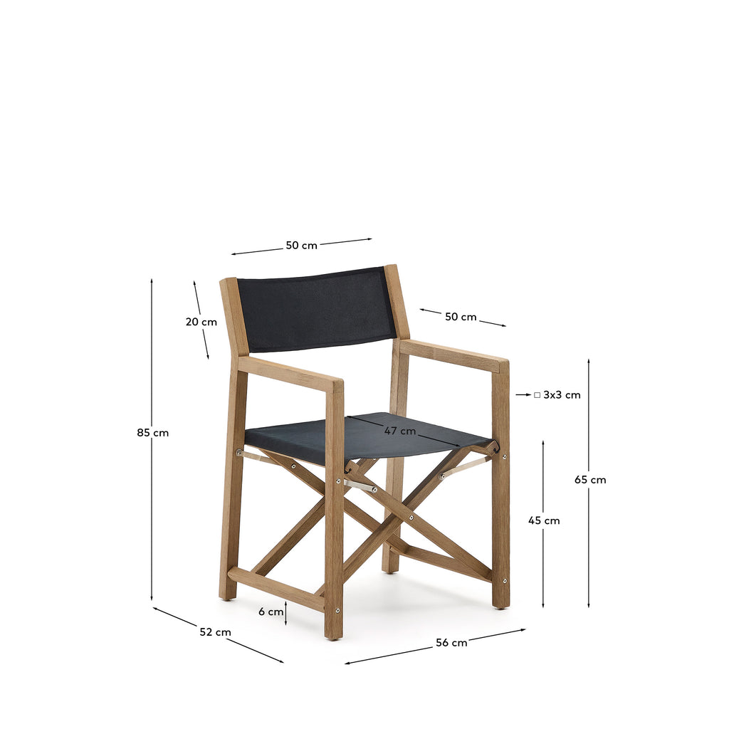 Vilara black outdoor folding chair made of FSC 100% solid acacia wood