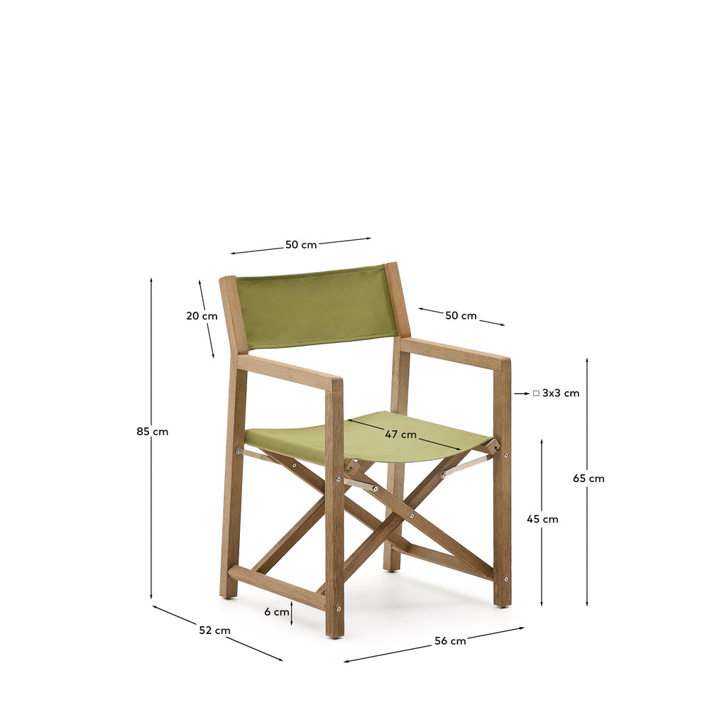 Vilara green outdoor folding chair made of FSC 100% solid acacia wood