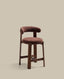 Granite stool in brown chenille and solid ash wood with walnut-coloured finish FSC 100% 65cm