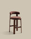 Granite stool in brown chenille and solid ash wood with walnut-coloured finish FSC 100% 75cm