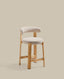 Granite stool in beige chenille and solid ash wood with natural tone finish FSC 100% 65cm