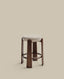Granite fire-retardant stool in beige chenille and solid ash wood with walnut-coloured finish FSC 100% 65cm