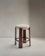 Granite stool in beige chenille and solid ash wood with walnut-coloured finish FSC 100% 65cm