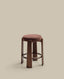Granite fire-retardant stool in brown chenille and solid ash wood with walnut-coloured finish FSC 100% 65cm