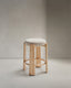 Granite stool in beige chenille and solid ash wood with natural tone finish FSC 100% 65cm